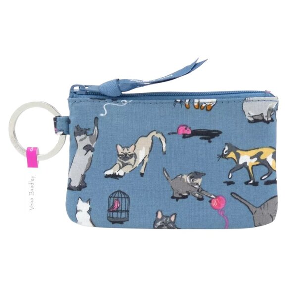 Vera Bradley Zip ID Case in Recycled Cotton Cat’s Meow Kitty Cat Lover Gift NWT - Picture 1 of 5